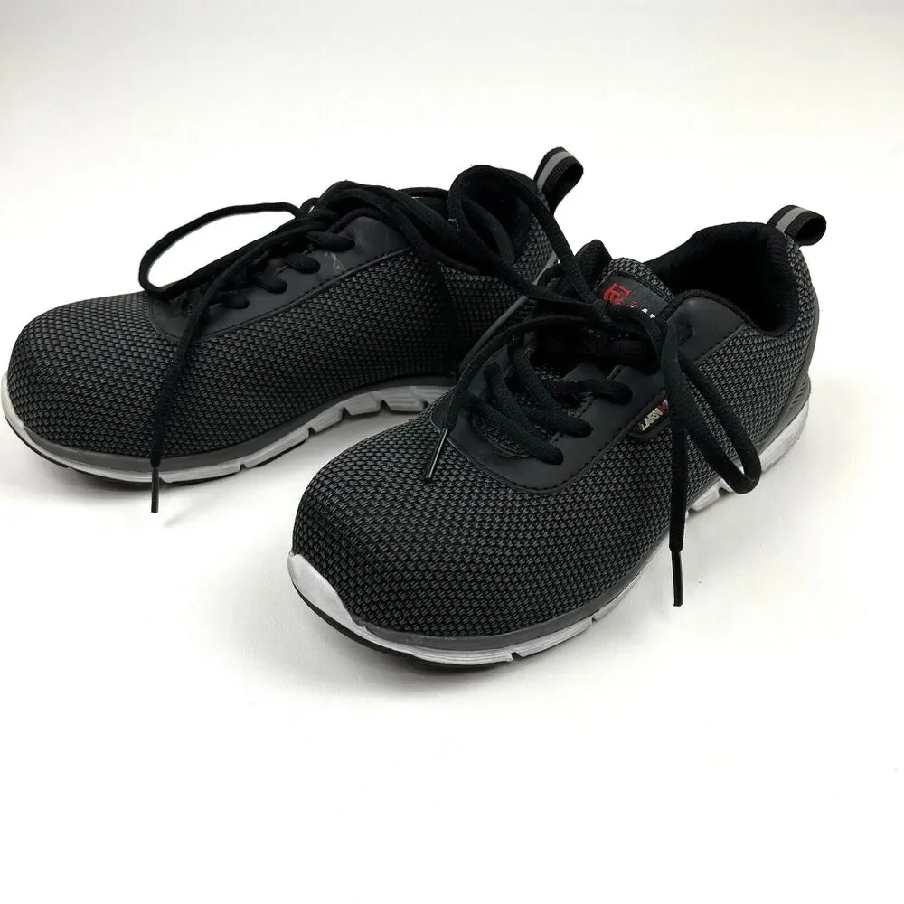 LARNMERN Safety Shoes Sneakers Steel Toe Anti Smash Lace Up Black Women’s Sz 5.5